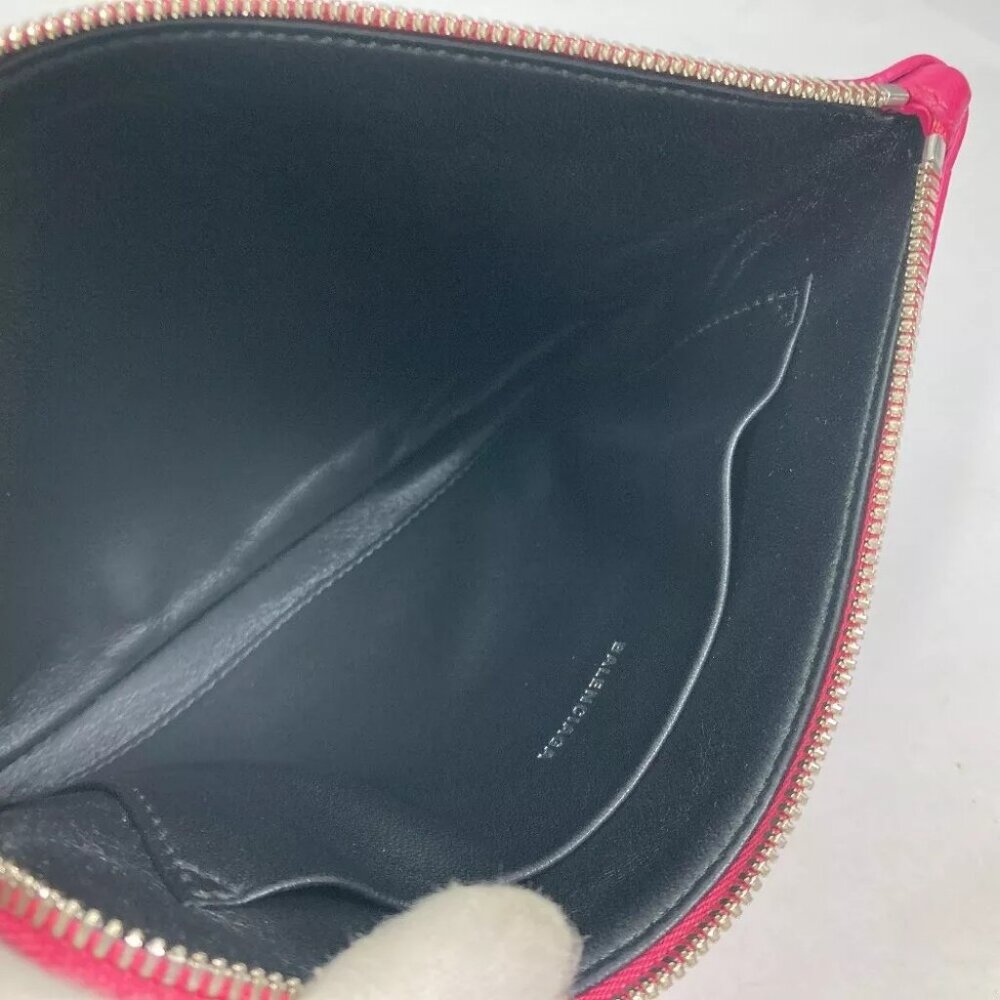 BALENCIAGA 492465 Logo Everyday Pouch M Bag Clutch bag Leather pink/Black - Picture 8 of 9